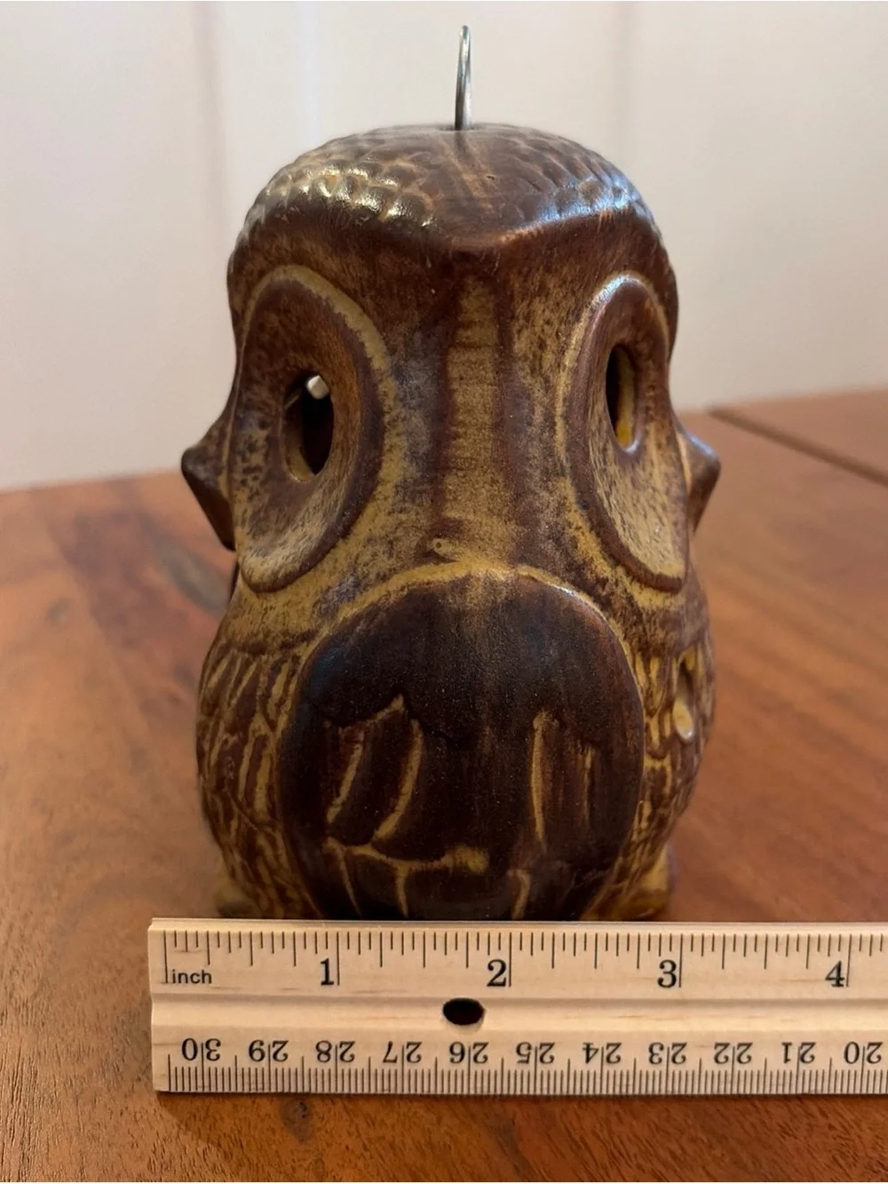 Vintage 1970s Ceramic Owl Tea Light Candle Holder Lantern Two-Sided Cottagecore